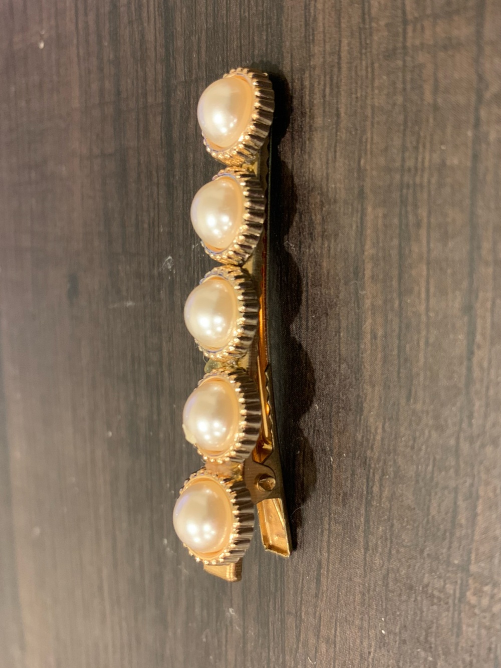 Gold Pearl Accent Hair Clip - Classic Women Accessories